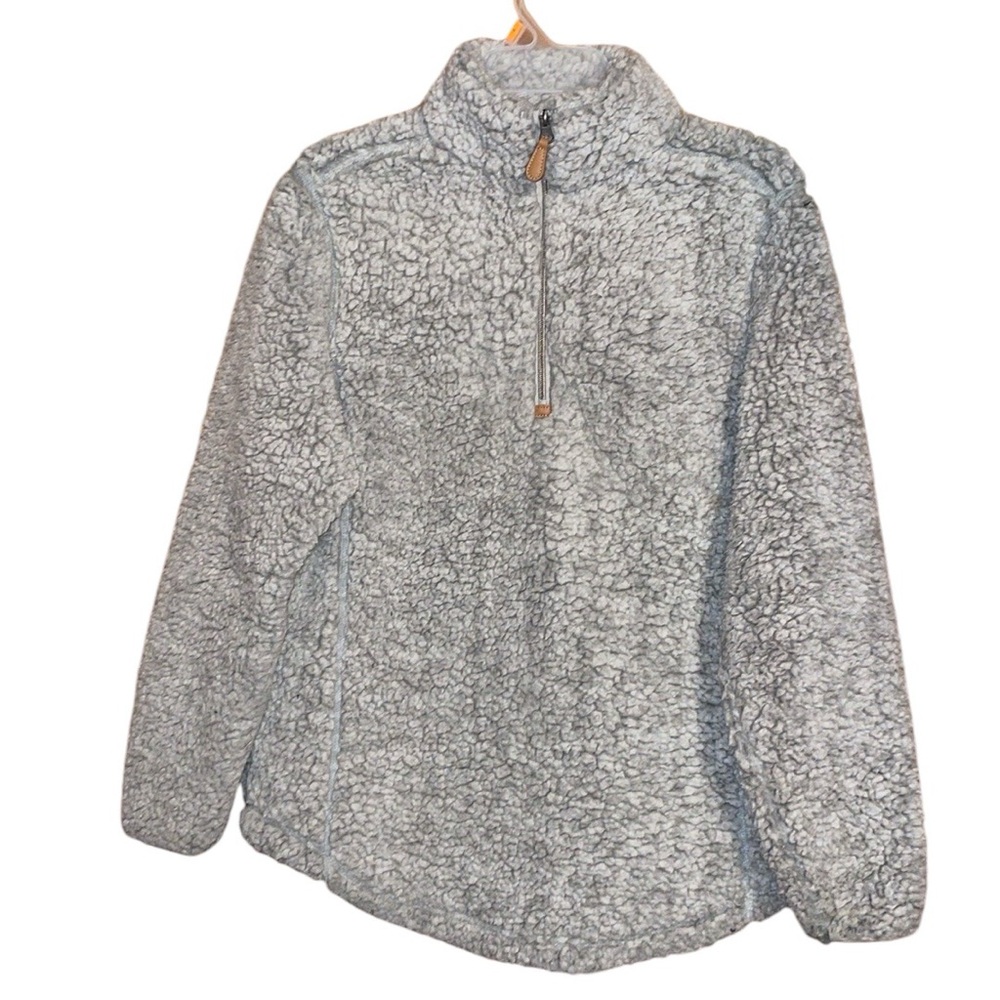 •SIMPLY SOUTHERN•GRAY 1/4 ZIP SHERPA PULLOVER SIZE SMALL